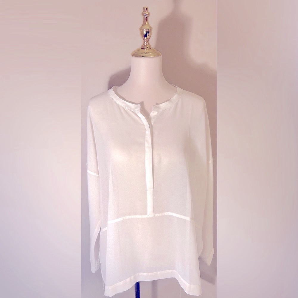 WynneLayers Cream Chiffon Tunic Blouse w/ Chiffon Tunic - Picture 4 of 9